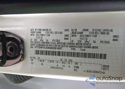 2022 Ford F-150 Xl from USA, damaged, VIN 1FTEW1C5XNKE91657